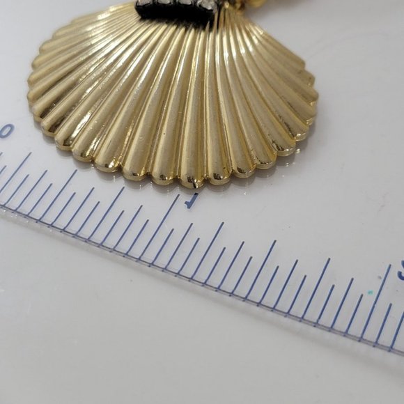 RARE 1960s Shell Clam 14k gold plated tested Necklace with Chain 14" - Picture 7 of 12